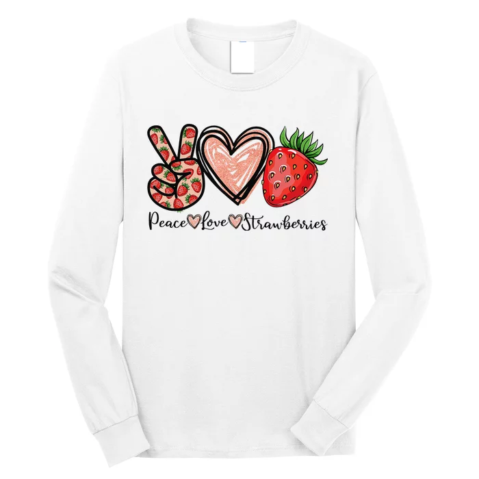 Peace Love Strawberry Farmer Strawberries Lover Berry Fruits Long Sleeve Shirt