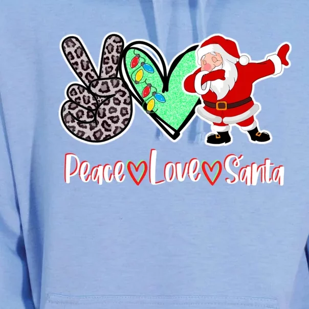 Peace Love Santa Leopard Print Funny Dabbing Christmas Gift Unisex Surf Hoodie