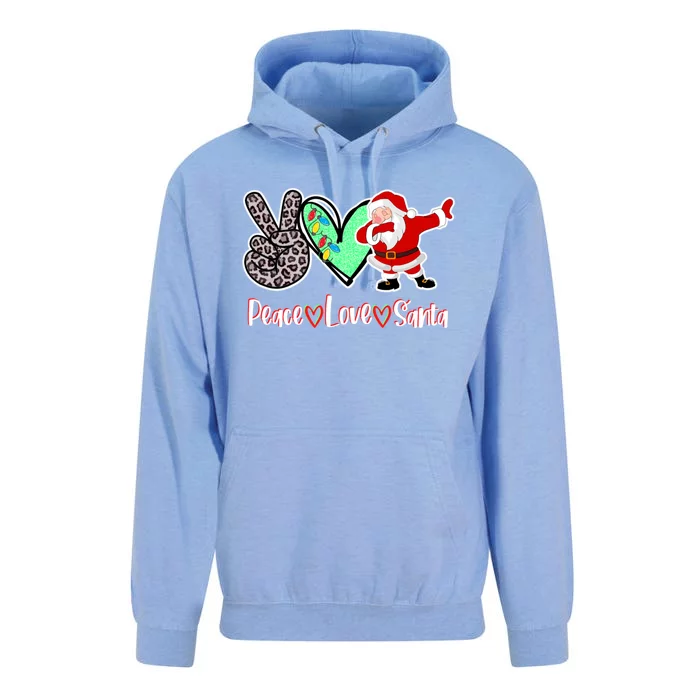 Peace Love Santa Leopard Print Funny Dabbing Christmas Gift Unisex Surf Hoodie