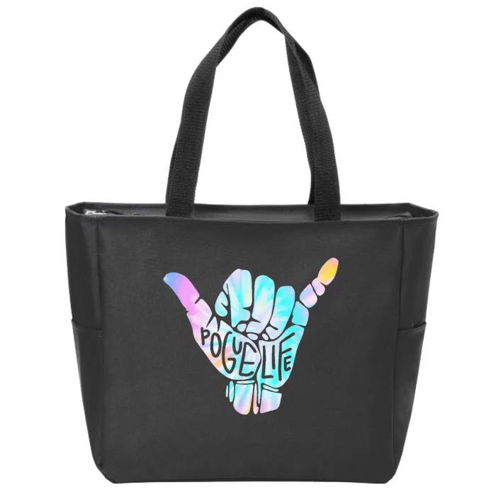 Pogue Life Shaka Hand Hang Loose Tie Dye Pattern Zip Tote Bag