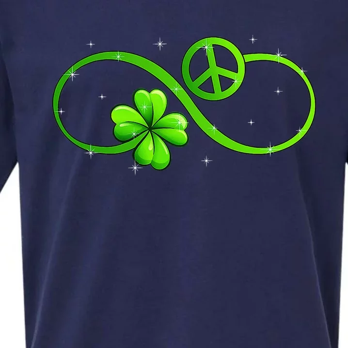 Peace Love Shamrock Irish Happy St Patrick's Day Sueded Cloud Jersey T-Shirt