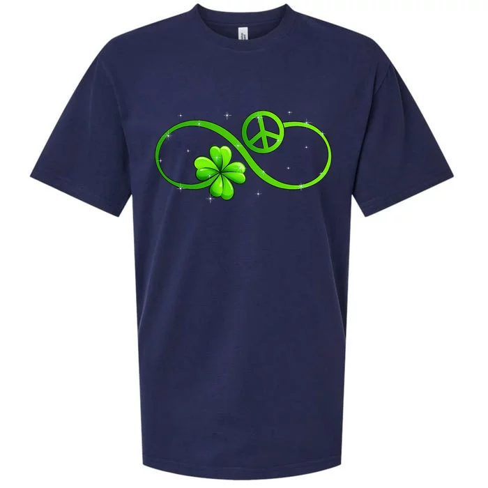 Peace Love Shamrock Irish Happy St Patrick's Day Sueded Cloud Jersey T-Shirt