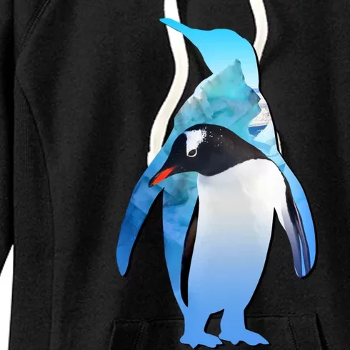 Penguin Lovers Silhouette Earth Day And Ocean Week Cute Gift Women's Fleece Hoodie