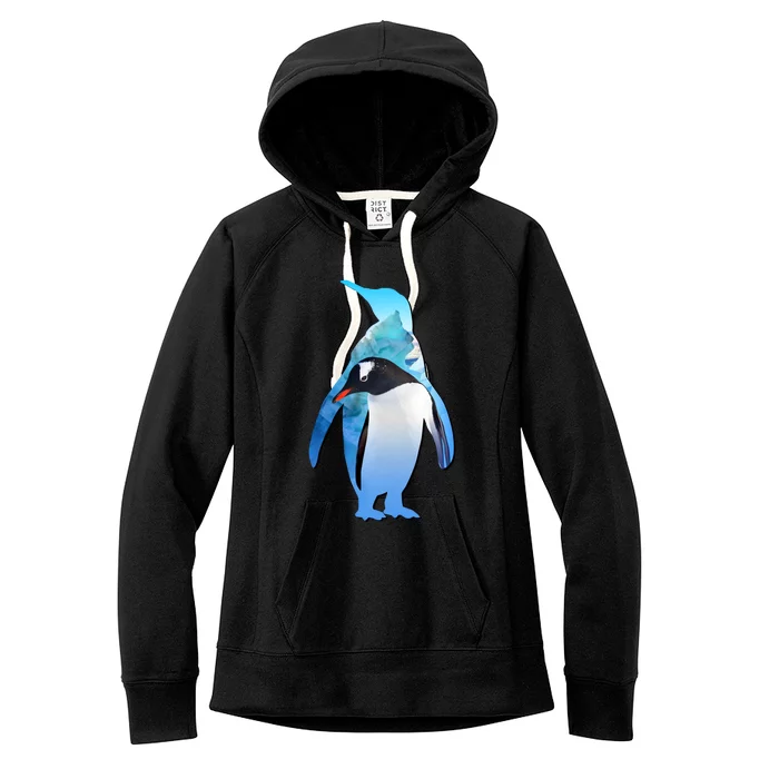 Penguin Lovers Silhouette Earth Day And Ocean Week Cute Gift Women's Fleece Hoodie