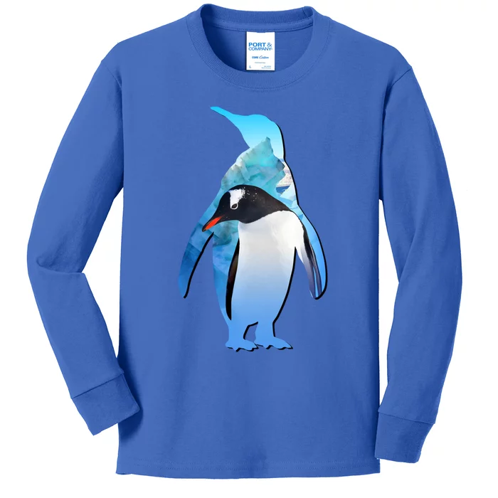 Penguin Lovers Silhouette Earth Day And Ocean Week Cute Gift Kids Long Sleeve Shirt