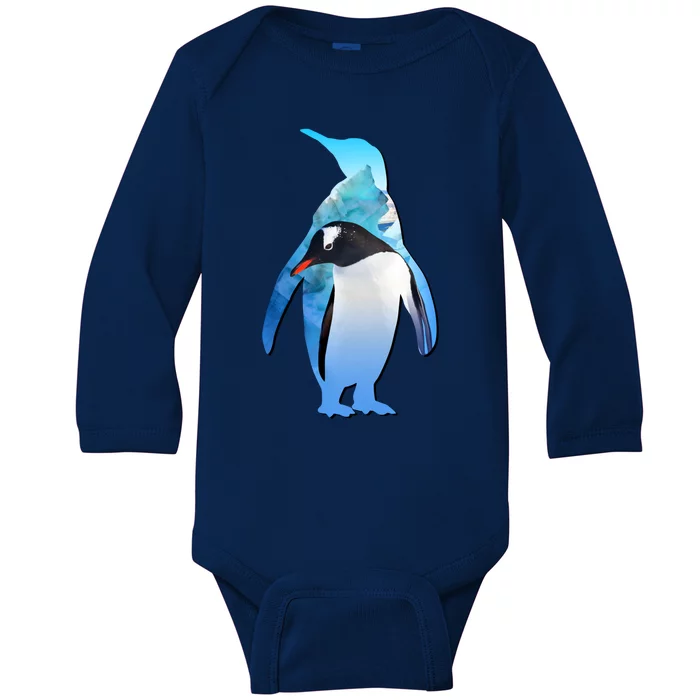 Penguin Lovers Silhouette Earth Day And Ocean Week Cute Gift Baby Long Sleeve Bodysuit