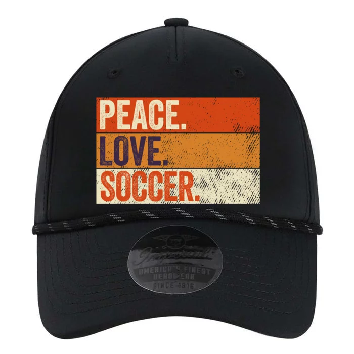 Peace Love Soccer Funny Mother Father Soccer Lover Vintage Gift Performance The Dyno Cap