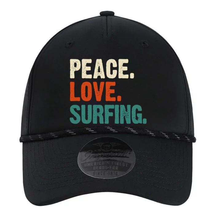 Peace Love Surfing Funny Mother Father Surfing Lover Vintage Gift Performance The Dyno Cap