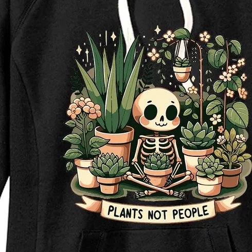 Plant Lover Skeleton Design Plants Not People Women's Fleece Hoodie