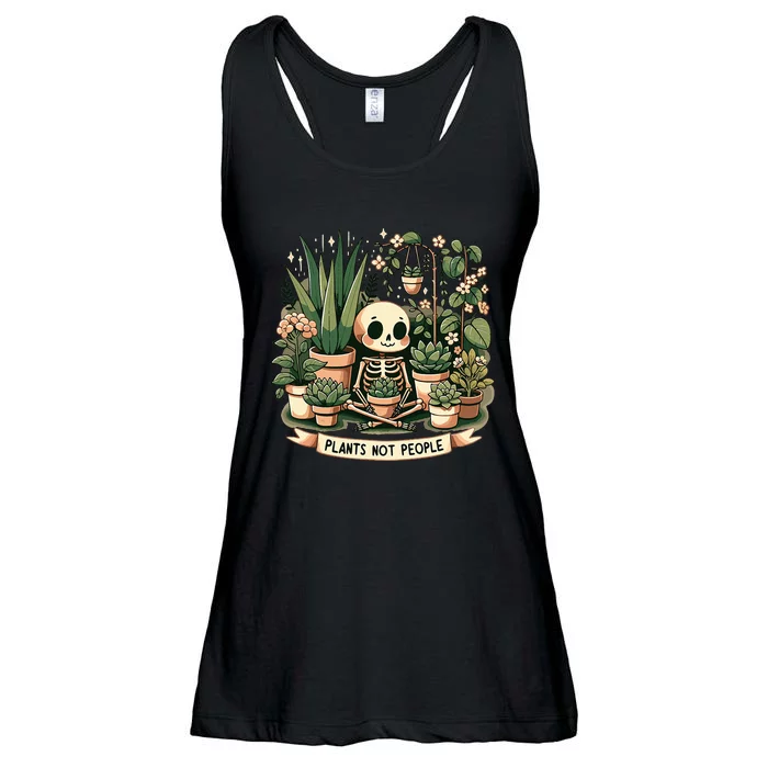 Plant Lover Skeleton Design Plants Not People Ladies Essential Flowy Tank