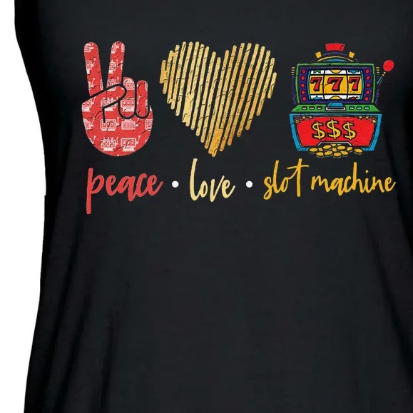 Peace Love Slot Machine Lucky Las Vegas Casino Game Ladies Essential Flowy Tank