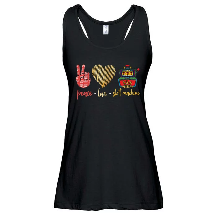 Peace Love Slot Machine Lucky Las Vegas Casino Game Ladies Essential Flowy Tank