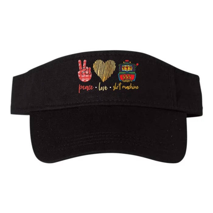 Peace Love Slot Machine Lucky Las Vegas Casino Game Valucap Bio-Washed Visor