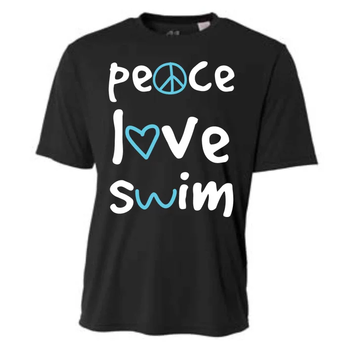 Peace Love Swim Cute Gift Swimmer Gift Love To Swim Cooling Performance Crew T-Shirt