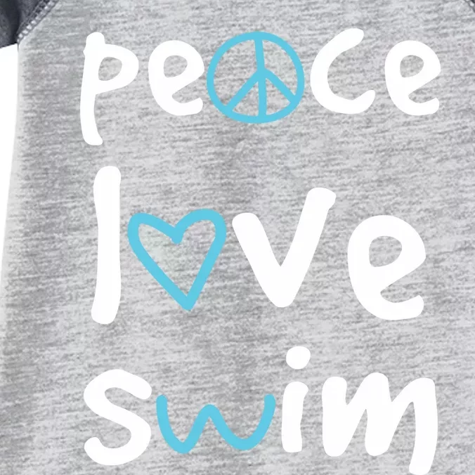 Peace Love Swim Cute Gift Swimmer Gift Love To Swim Infant Baby Jersey Bodysuit