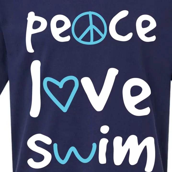 Peace Love Swim Cute Gift Swimmer Gift Love To Swim Sueded Cloud Jersey T-Shirt