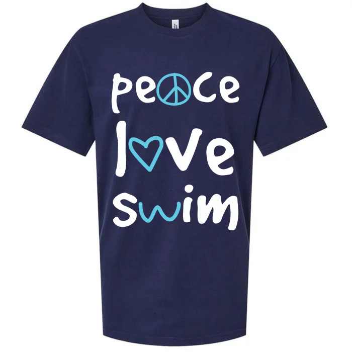 Peace Love Swim Cute Gift Swimmer Gift Love To Swim Sueded Cloud Jersey T-Shirt