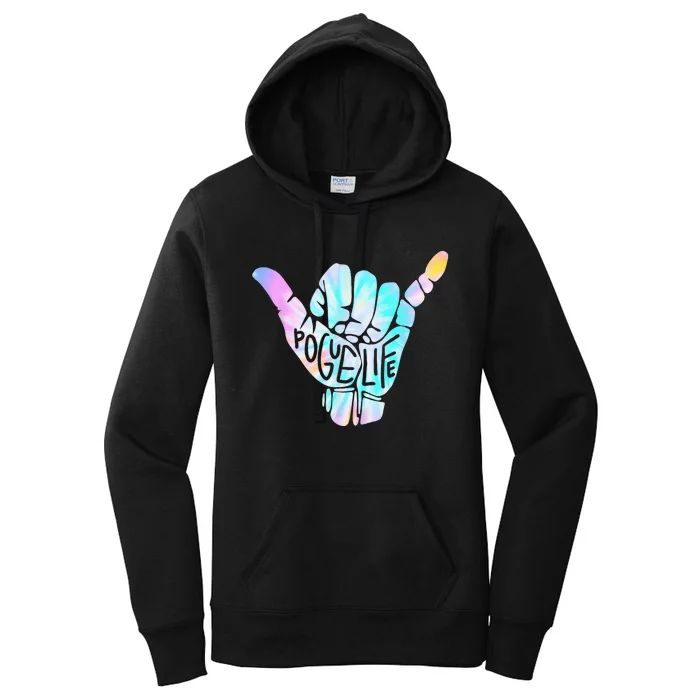 Pogue Life Shaka Hand Hang Loose Tie Dye Pattern Women's Pullover Hoodie