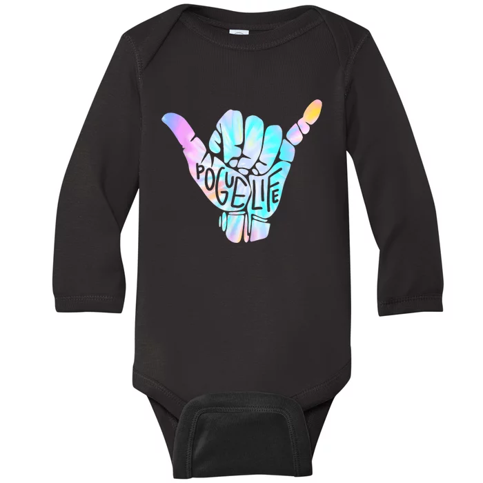 Pogu_e Life Shaka Hand Hang Loose Tie Dye Pattern Baby Long Sleeve Bodysuit