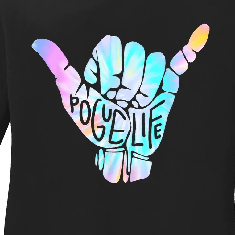 Pogu_e Life Shaka Hand Hang Loose Tie Dye Pattern Ladies Long Sleeve Shirt