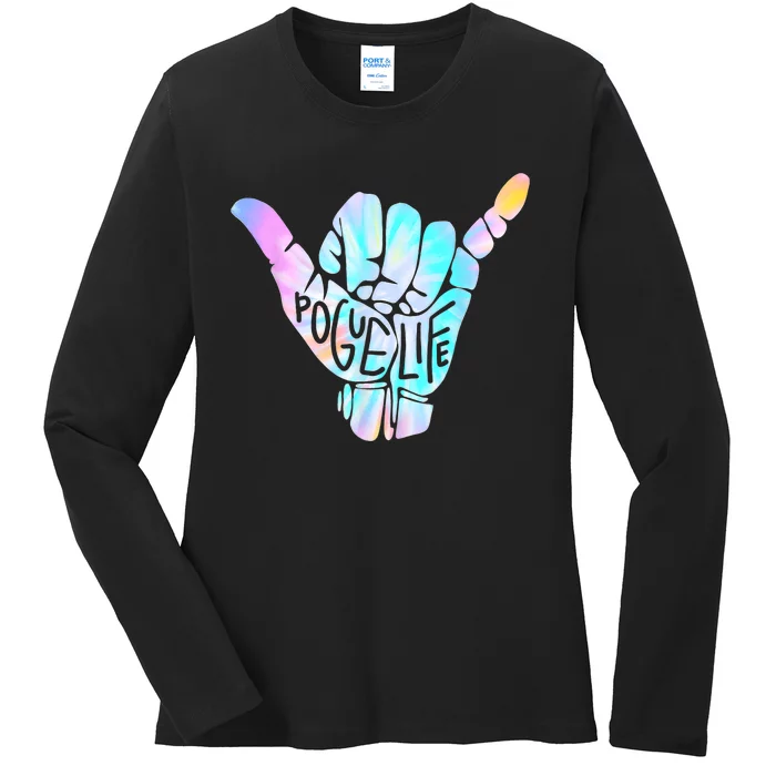 Pogu_e Life Shaka Hand Hang Loose Tie Dye Pattern Ladies Long Sleeve Shirt