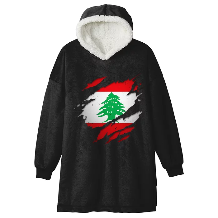 Proud Lebanese Shirts Torn Ripped Lebanon Flag Hooded Wearable Blanket