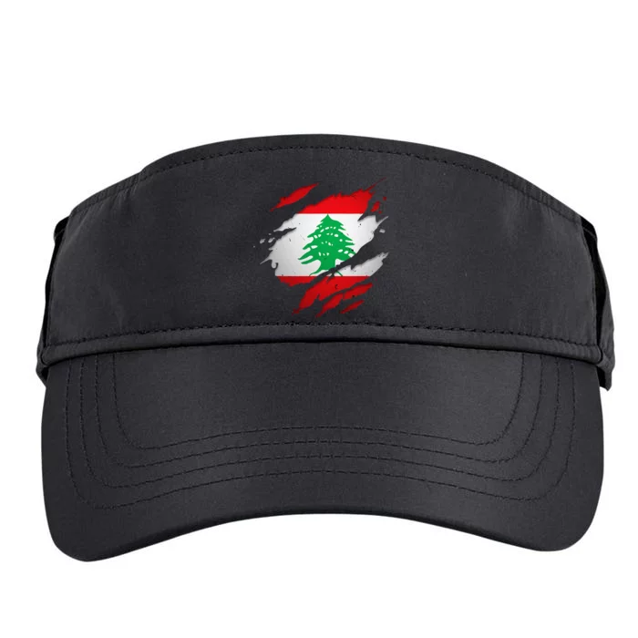 Proud Lebanese Shirts Torn Ripped Lebanon Flag Adult Drive Performance Visor