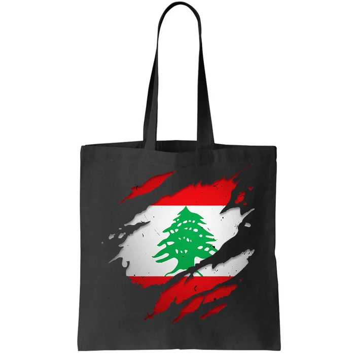 Proud Lebanese Shirts Torn Ripped Lebanon Flag Tote Bag