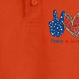 Peace Love Shorkie Dog Patriotic America Flag 4th July Meaningful Gift Dry Zone Grid Performance Polo