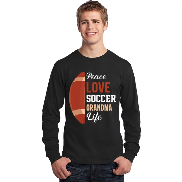 Peace Love Soccer Grandma Life Graphic Long Sleeve Shirt