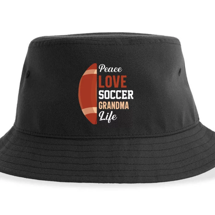 Peace Love Soccer Grandma Life Graphic Sustainable Bucket Hat