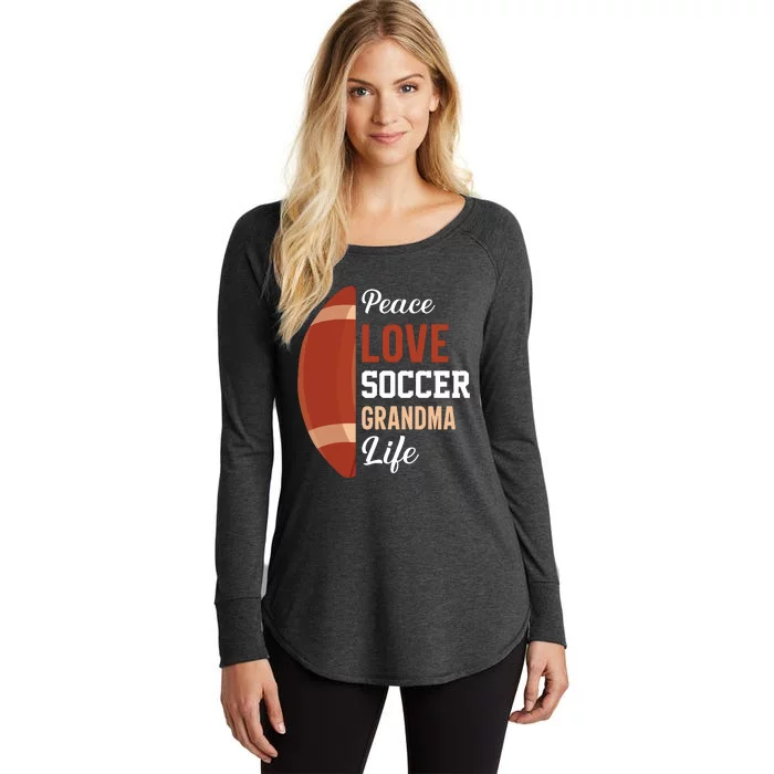 Peace Love Soccer Grandma Life Graphic Women's Perfect Tri Tunic Long Sleeve Shirt