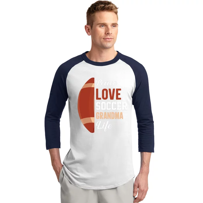 Peace Love Soccer Grandma Life Graphic Baseball Sleeve Shirt