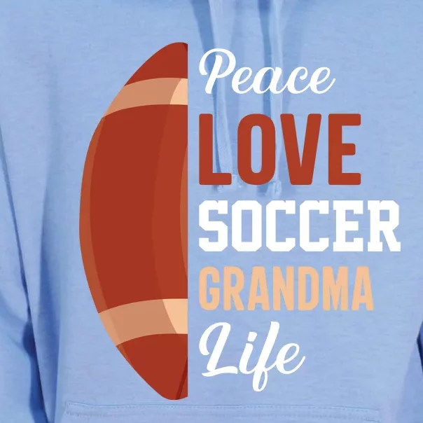 Peace Love Soccer Grandma Life Graphic Unisex Surf Hoodie