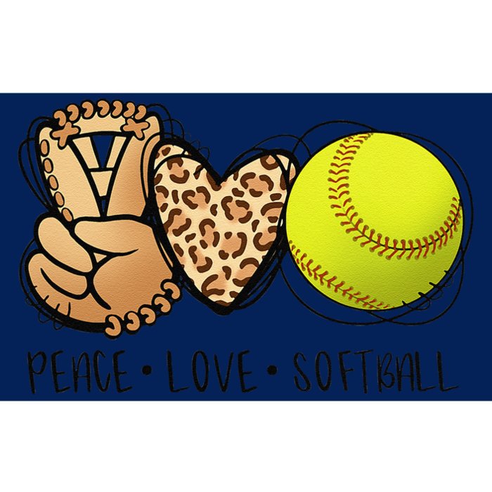 Peace Love Softball Moms Leopard Print Mother's Day Softball Bumper Sticker