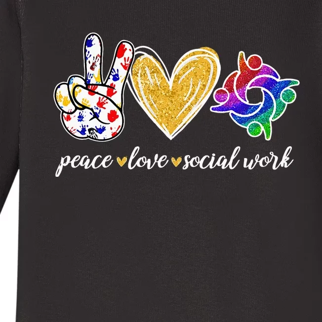 Peace Love Social Work Cute Social Worker Gifts Baby Long Sleeve Bodysuit