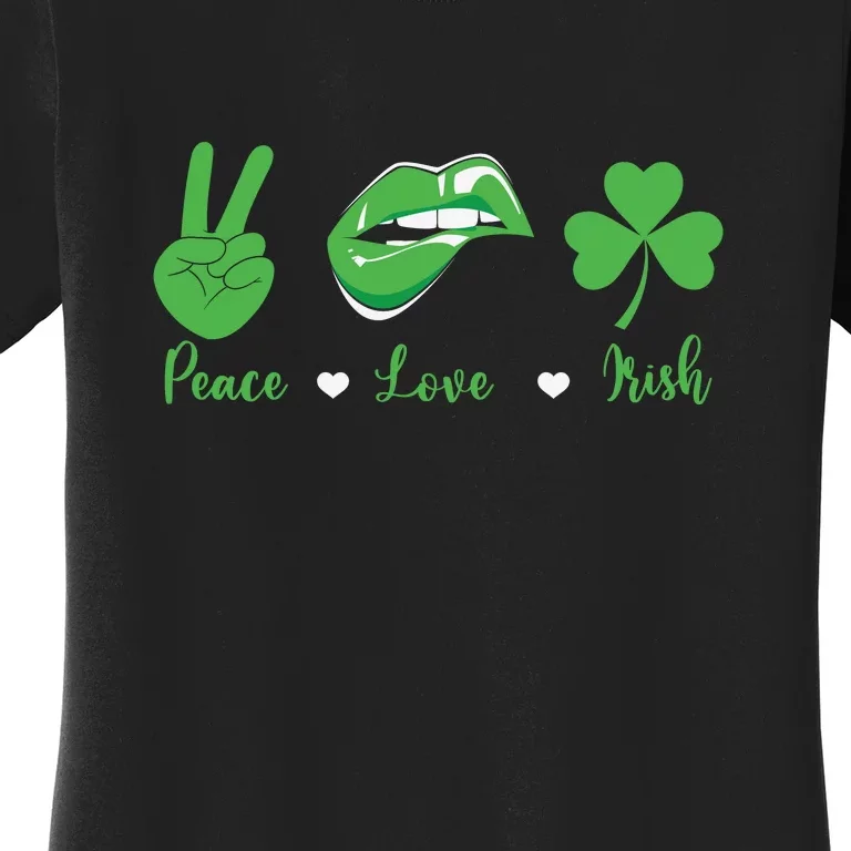 Peace Love Shamrock Irish Happy St Patrick's Day Women's T-Shirt