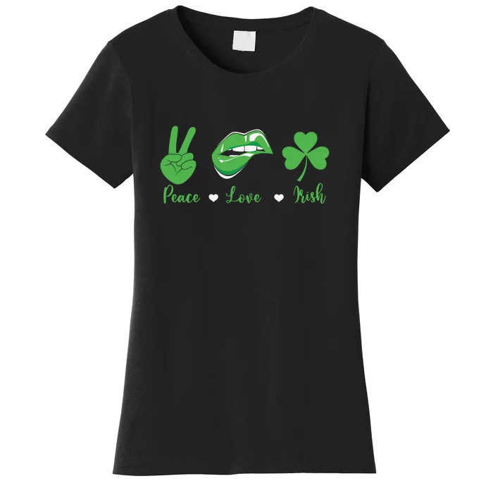 Peace Love Shamrock Irish Happy St Patrick's Day Women's T-Shirt