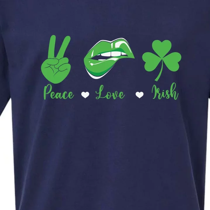 Peace Love Shamrock Irish Happy St Patrick's Day Sueded Cloud Jersey T-Shirt