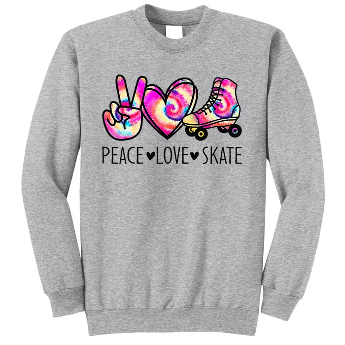 Peace Love Skate Tie Dye Roller Skating For Tall Sweatshirt