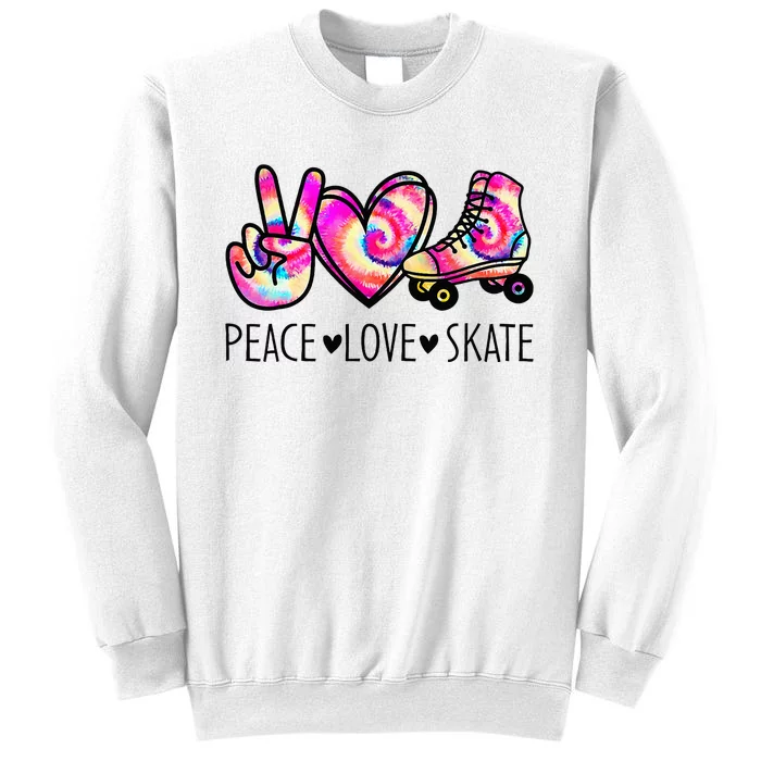 Peace Love Skate Tie Dye Roller Skating For Sweatshirt