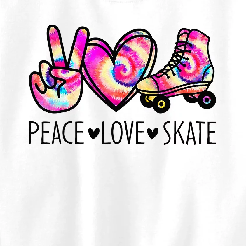 Peace Love Skate Tie Dye Roller Skating For Kids Sweatshirt