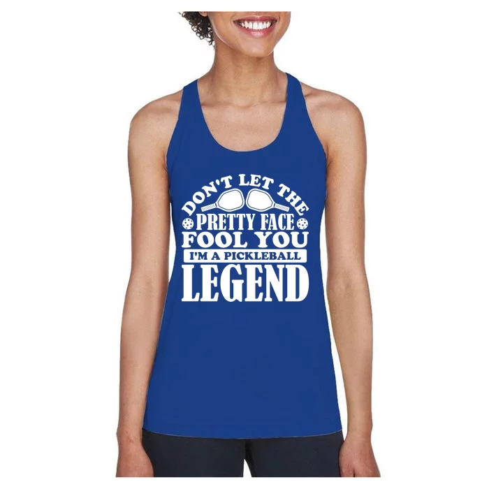 Pickleball Legend Sports Love Funny Coach Player Meme Great Gift Women's Racerback Tank