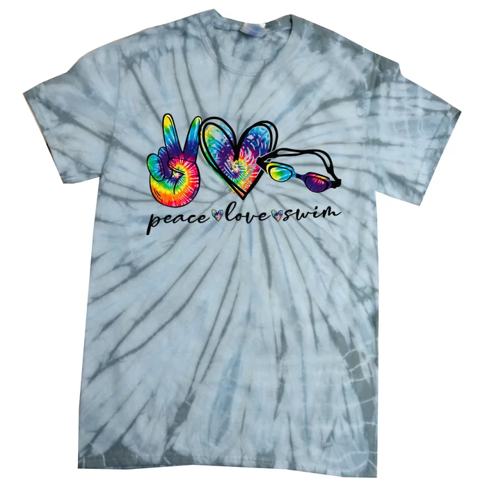 Peace Love Swim Goggles Tie Dye Swimmer Swimming Tie-Dye T-Shirt