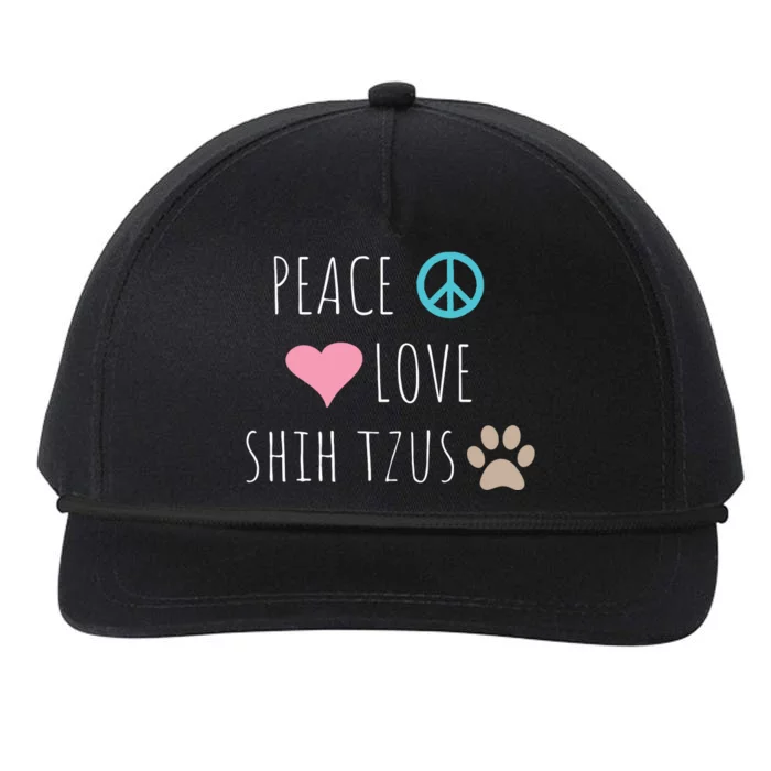 Peace Love Shih Tzus Cute Dog Puppy Pet Lover Snapback Five-Panel Rope Hat