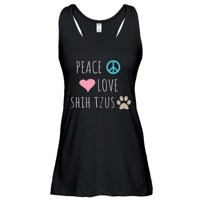 Peace Love Shih Tzus Cute Dog Puppy Pet Lover Ladies Essential Flowy Tank