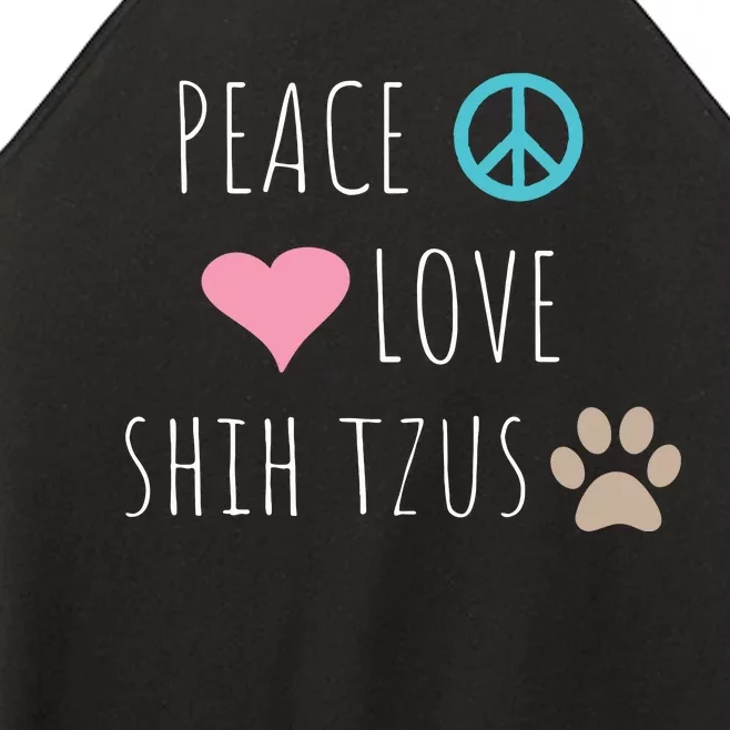 Peace Love Shih Tzus Cute Dog Puppy Pet Lover Women’s Perfect Tri Rocker Tank