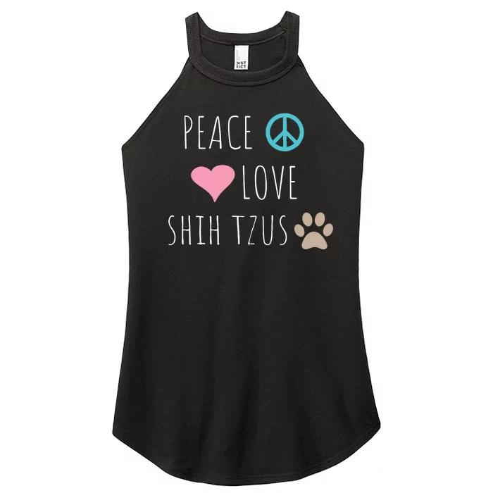 Peace Love Shih Tzus Cute Dog Puppy Pet Lover Women’s Perfect Tri Rocker Tank