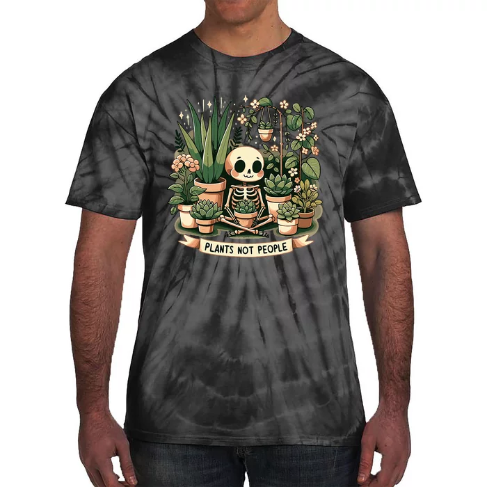 Plant Lover Skeleton Design Plants Not People Tie-Dye T-Shirt