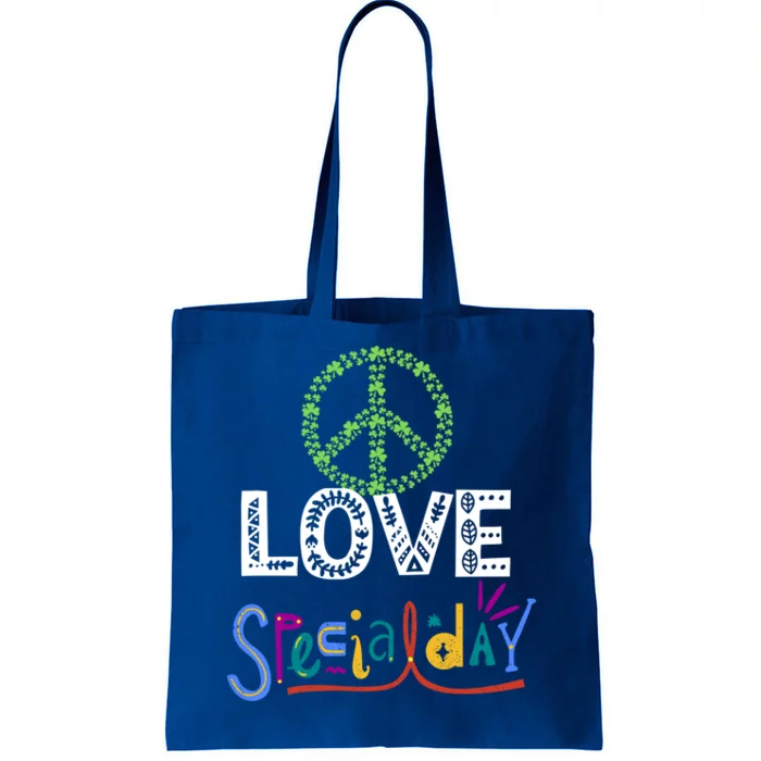 Peace Love Specialday Outfit Shamrock Lucky And Gift Tote Bag